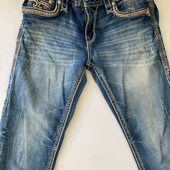 Rock Revivial 2 Pairs Ladies Jeans Size 29/8 Easy Crop & Skinny Blue - Picture 4 of 6